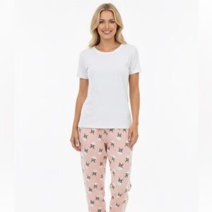 COMO VINTAGE pink soft pajama pants size large dog puppy print